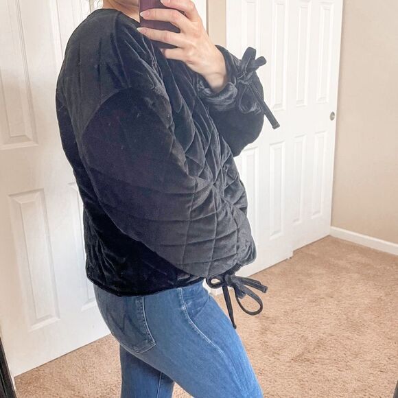 Something Navy Quilted Velour Jacket Black XXL - Picture 3 of 12